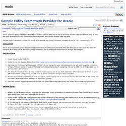 Sample Entity Framework Provider for Oracle