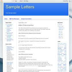 Sample Letters: letter of disconnection