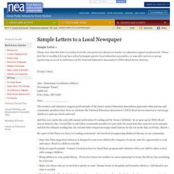 Sample Letters to a Local Newspaper