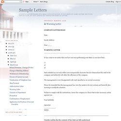 Sample Letters: Warning Letter