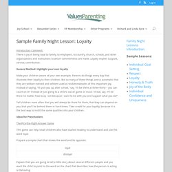 Sample Family Night Lesson: Loyalty - ValuesParenting