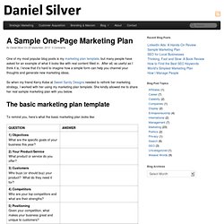 A Sample One-Page Marketing Plan