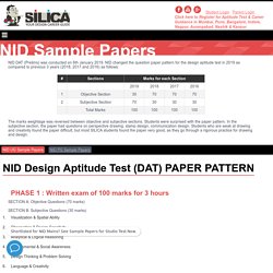 NID DAT 2018 Test Sample Papers, Exam Pattern and Past Questions