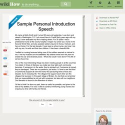 Sample Personal Introduction Speech