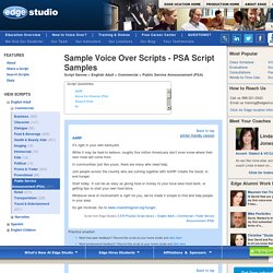 Sample Voice Over Scripts - PSA Script Samples