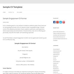 Sample Singaporean CV Format