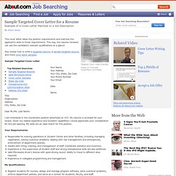 Sample Targeted Resume Cover Letter