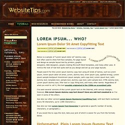Lorem Ipsum Dolor Sit Amet Dummy Text or Dummy Copy aka Sample Text, Filler Copy, Latin Copy Text - Website Tips