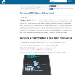 Samsung i9000 Galaxy S hard reset - PDA Smartphone PNA hard reset soft reset