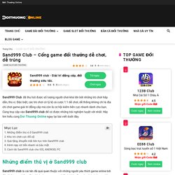 Sand999 Club - Cổng game đổi thưởng dễ chơi, dễ trúng