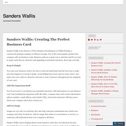 Sanders Wallis: Creating The Perfect Business Card "Wordpress"