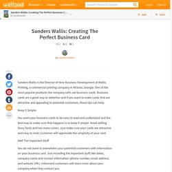 Sanders Wallis: Creating The Perfect Business Card "Wattpad"