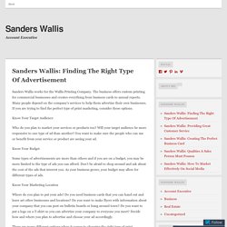 Sanders Wallis: Finding The Right Type Of Advertisement, Wordpress