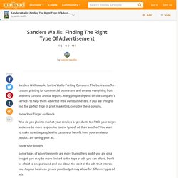 Sanders Wallis: Finding The Right Type Of Advertisement, Wattpad