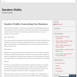 Sanders Wallis: Generating New Business
