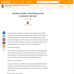 Sanders Wallis: Providing Great Customer Service