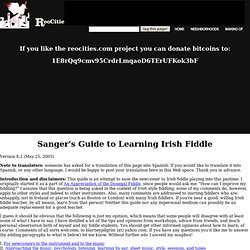 Sanger's Guide to Learning Irish Fiddle