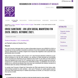 Crise sanitaire : un lien social maintenu fin 2020. DREES. Octobre 2021.