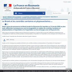 Le Brexit et les contrôles sanitaires et phytosanitaires - La France en Roumanie
