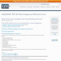 CWE/SANS TOP 25 Most Dangerous Software Errors