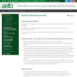 Santé et sécurité au travail - AEFO