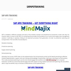 Details About Sap Apo Training Courses