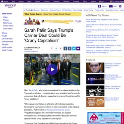 Sarah Palin Says Trump's Carrier Deal Could Be 'Crony Capitalism'