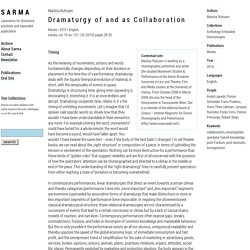 : Dramaturgy of and as Collaboration