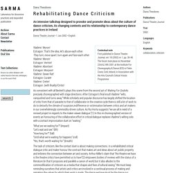 SARMA: Rehabilitating Dance Criticism