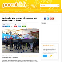 Saskatchewan teacher gives grade one class standing desks