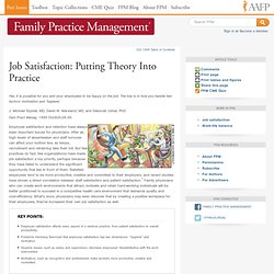 Job Satisfaction: Putting Theory Into Practice - Oct 1999