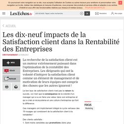 Les dix-neuf impacts de la Satisfaction client dans la Rentabilité des Entreprises