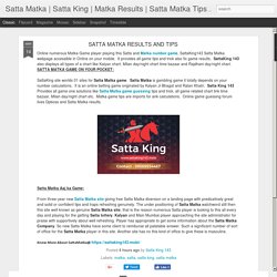 Satta Matka Tips: SATTA MATKA RESULTS AND TIPS