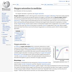 Oxygen saturation in medicine