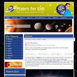 Saturn - The Planet Saturn - Saturn For Kids