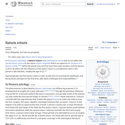 Saturn return - Wikipedia