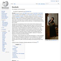 Saudade - Wikipedia, the free encyclopedia - StumbleUpon