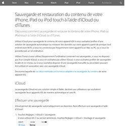 Sauvegarde et restauration du contenu de votre iPhone, iPad ou iPod touch à l’aide d’iCloud ou d’iTunes - Assistance Apple