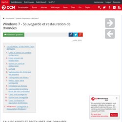 Windows 7 - Sauvegarde et restauration de données