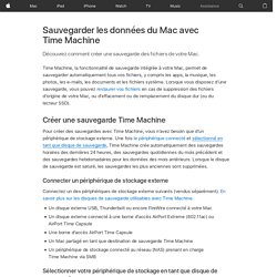 Sauvegarde ou restauration des données de votre Mac à l’aide de Time Machine