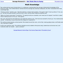 Savage Research, Humor: Math Knowledge