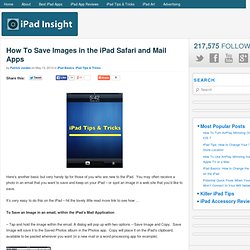 How To Save Images in the iPad Safari and Mail Apps