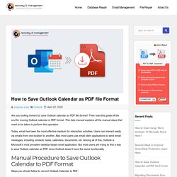 How to Save Outlook Calendar as PDF file Format