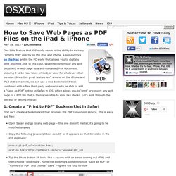 How to Save Web Pages as PDF Files on the iPad & iPhone