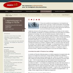 L'apprentissage du codage à l'Ecole