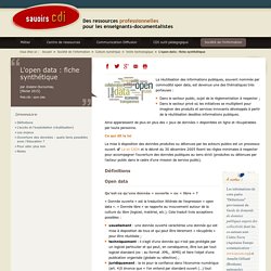 Savoirs CDI: L'open data : fiche synthétique