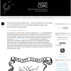Protocole d’accord Elsevier : vers le maintien de la rente et la confirmation d’un contrôle hégémonique des données de la recherche