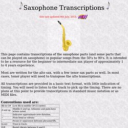 Saxophone Transcriptions