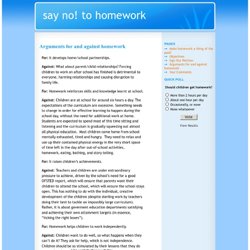 Say NO! to homework » Arguments for and against homework