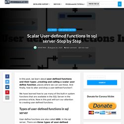 Scalar User-defined functions In sql server-Step by Step